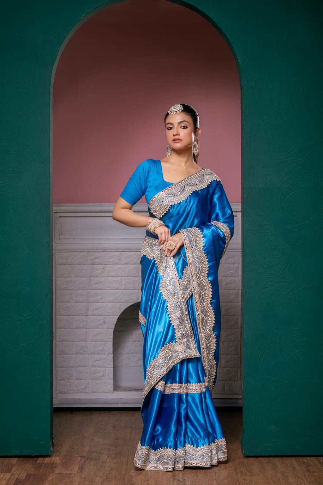 Emerald blue Royal Silk Saree – Handcrafted Elegance"