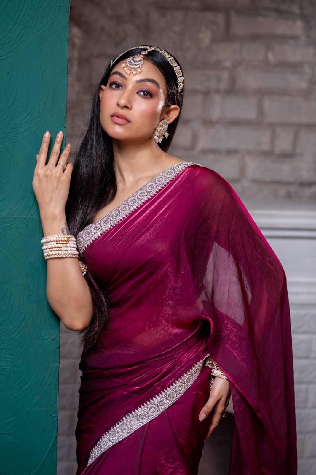 Royal Plum Handcrafted Silk Saree with Exquisite Embellishments