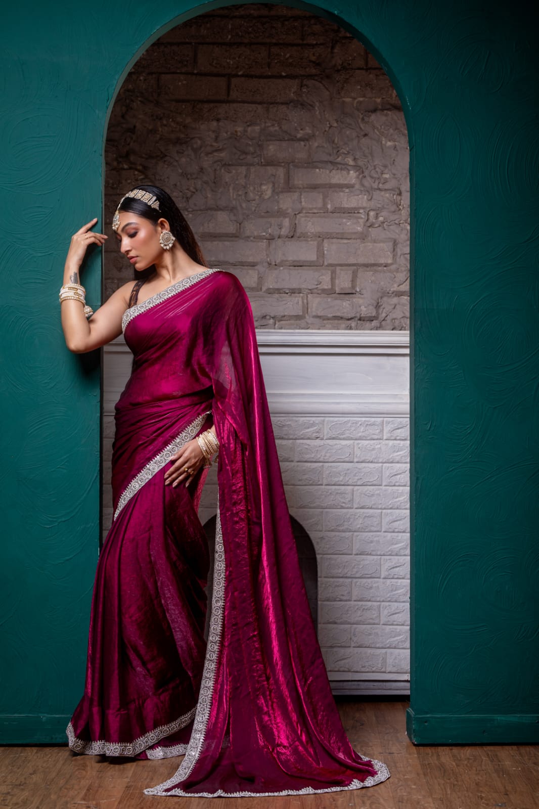 Royal Plum Handcrafted Silk Saree with Exquisite Embellishments