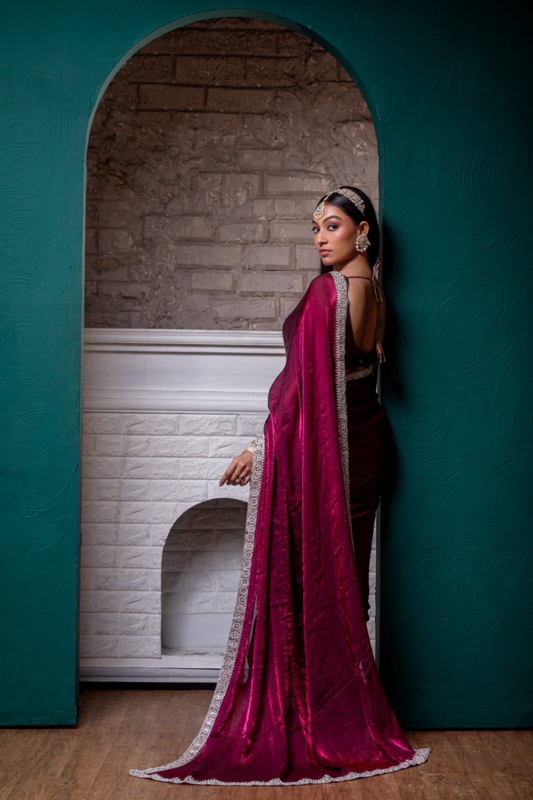 Royal Plum Handcrafted Silk Saree with Exquisite Embellishments