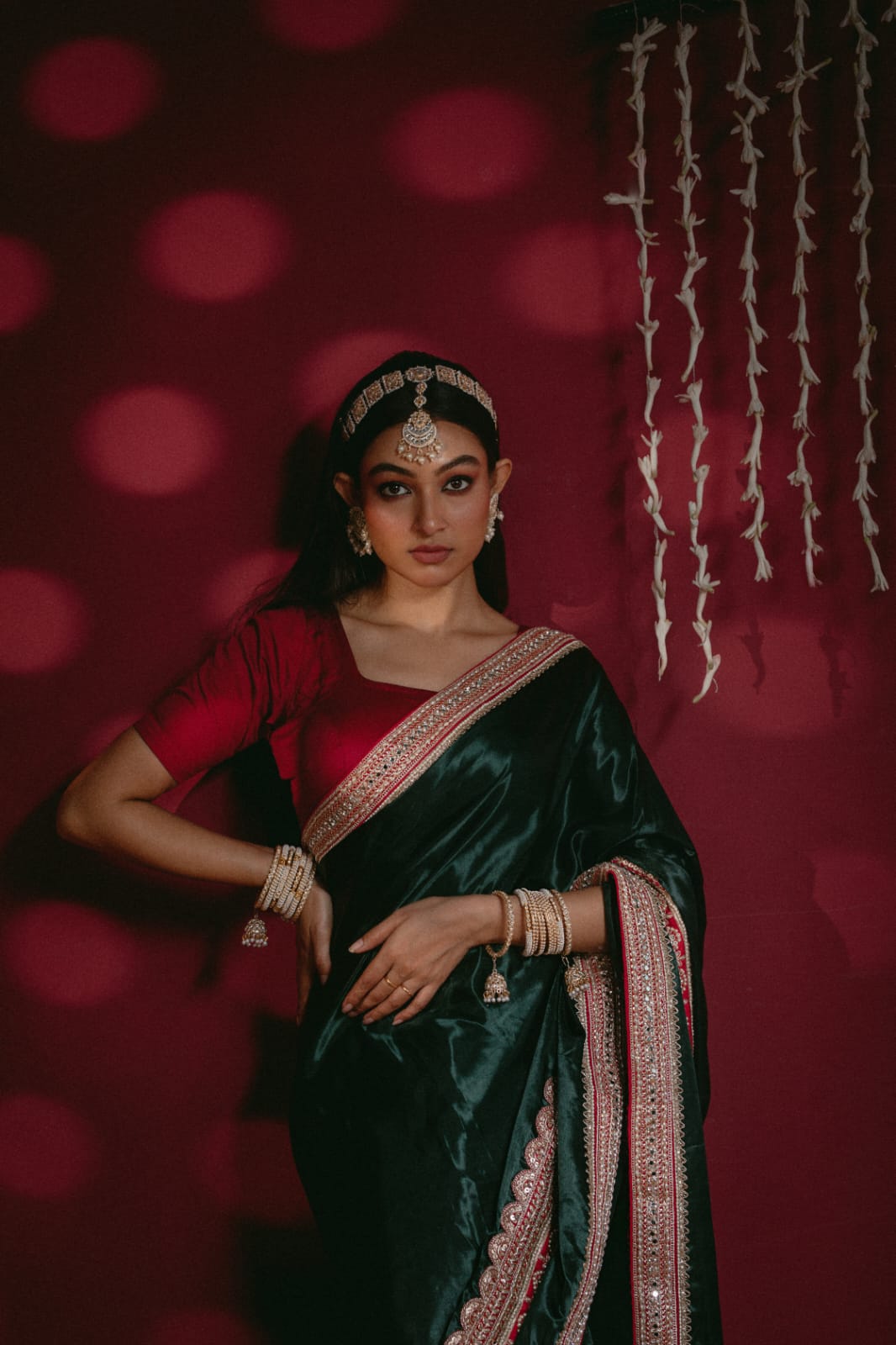 "Emerald Green Royal Silk Saree – Handcrafted Elegance"